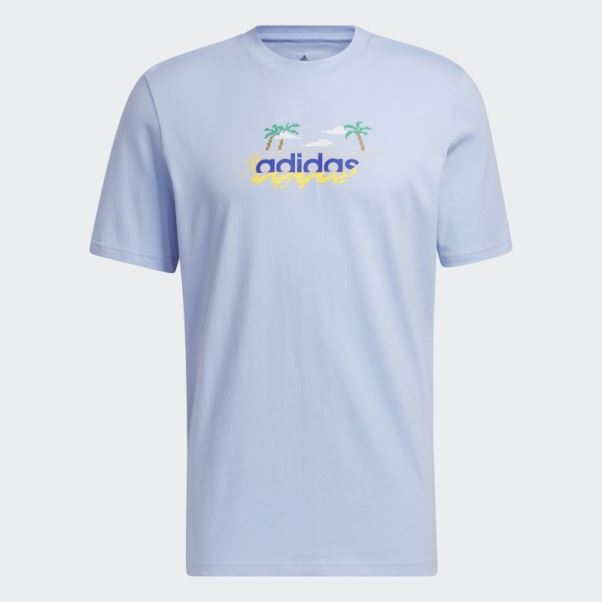 T-shirt Graphique à Manches Courtes Linear Beach-bit Adidas Bleu Aube