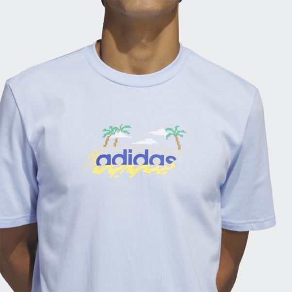 T-shirt Graphique à Manches Courtes Linear Beach-bit Adidas Bleu Aube