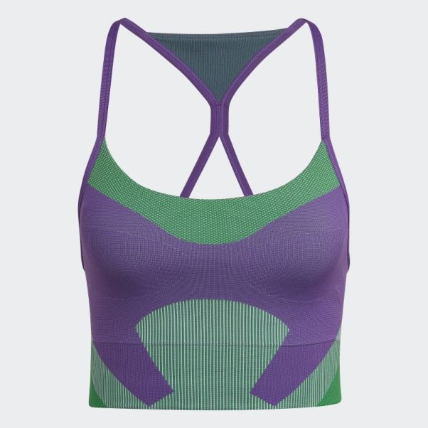 Soutien-gorge De Yoga à Maintien Léger Adidas By Stella Mccartney Violet
