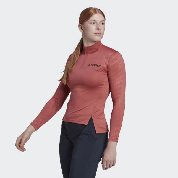 Adidas Terrex Multi T-shirt Demi-zip Rouge
