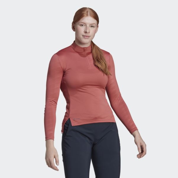 Adidas Terrex Multi T-shirt Demi-zip Rouge