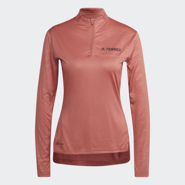 Adidas Terrex Multi T-shirt Demi-zip Rouge