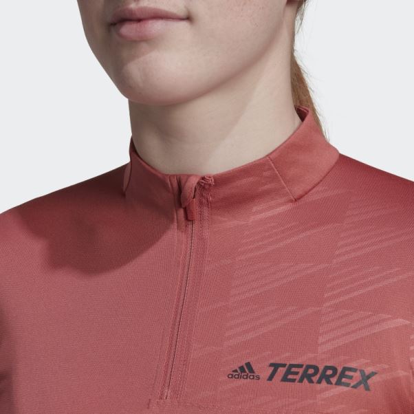 Adidas Terrex Multi T-shirt Demi-zip Rouge