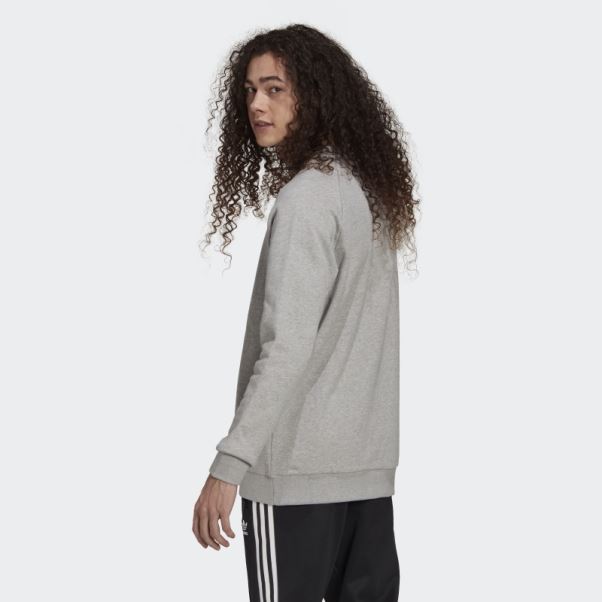 Sweat Adidas Adicolor Classics Trèfle Ras Du Cou Gris Moyen