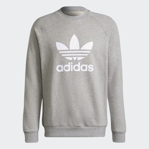 Sweat Adidas Adicolor Classics Trèfle Ras Du Cou Gris Moyen