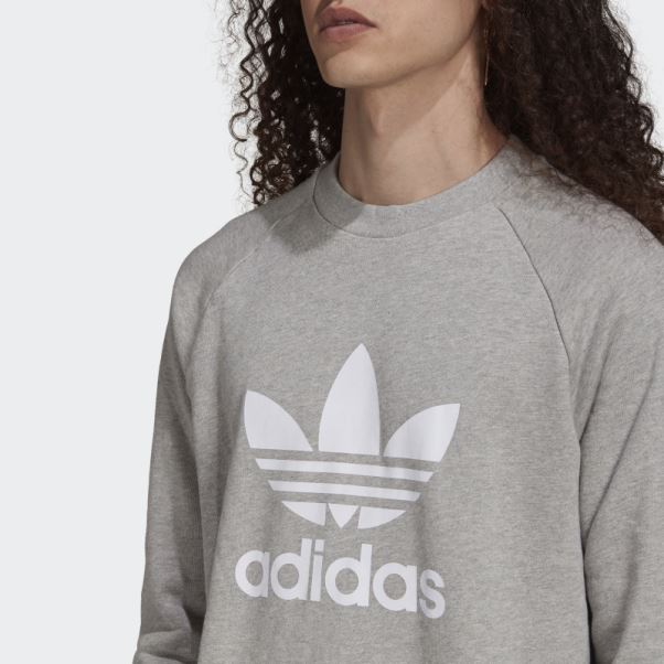 Sweat Adicolor Classics Trefoil Crewneck Gris Moyen Adidas