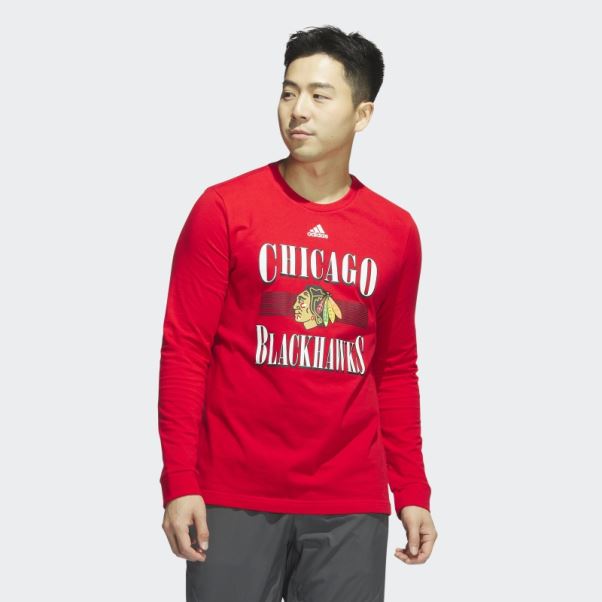 T-shirt Manches Longues Meneur De Jeu Blackhawks Adidas Rouge