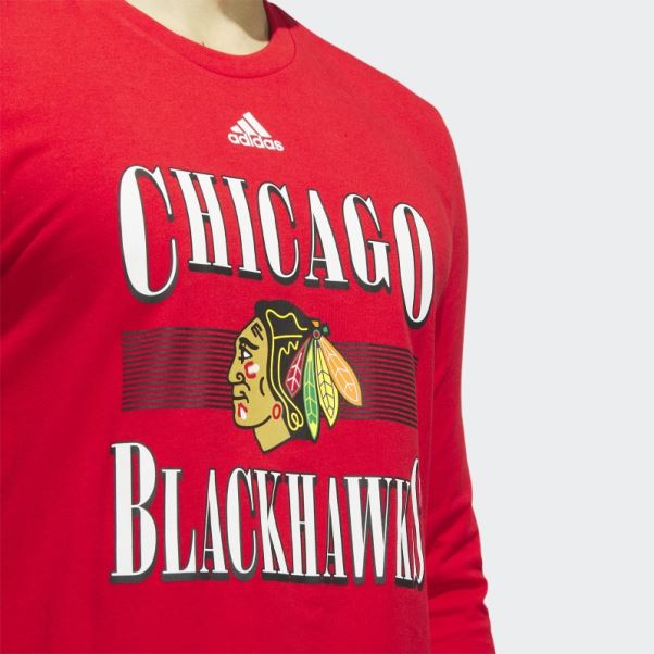 T-shirt Manches Longues Meneur De Jeu Blackhawks Adidas Rouge