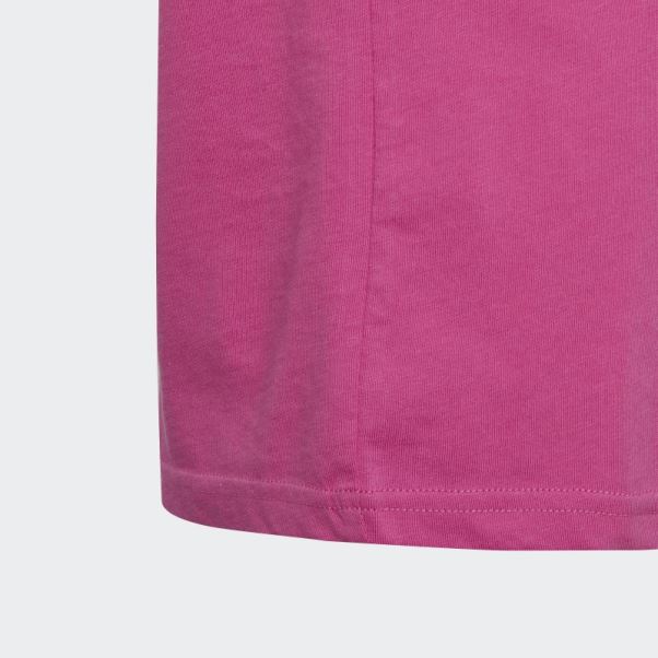 Adidas Fuchsia Essentials T-shirt Boyfriend Coupe Ample En Coton à 3 Bandes