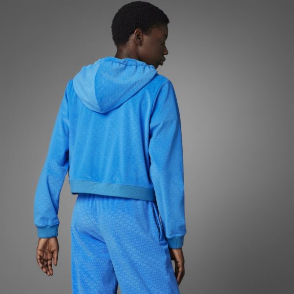 Oiseau Bleu Adicolor Heritage Now Sweat à Capuche Zippé En Velours Adidas