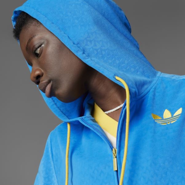 Oiseau Bleu Adicolor Heritage Now Sweat à Capuche Zippé En Velours Adidas