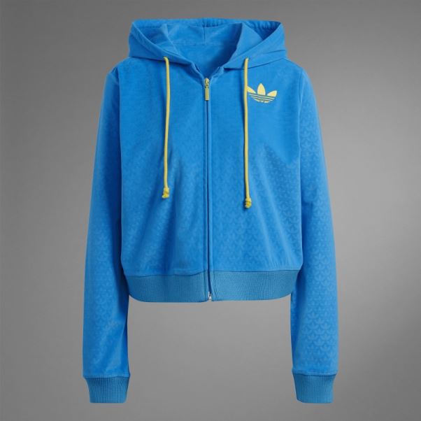 Oiseau Bleu Adicolor Heritage Now Sweat à Capuche Zippé En Velours Adidas