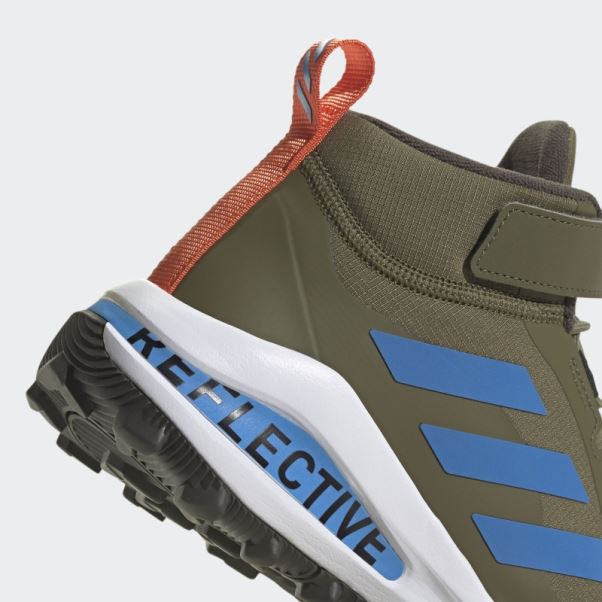 Adidas Olive Fortarun Tout Terrain Cloudfoam Sport Chaussures De Course à Lacets élastiques Et Sangle Supérieure