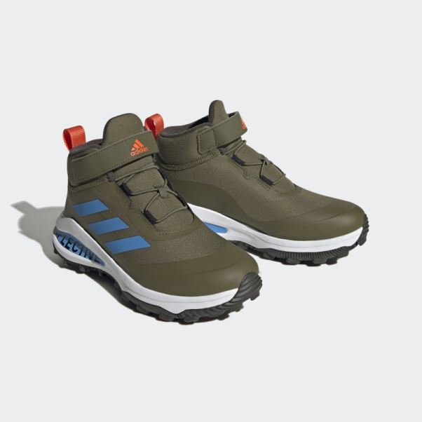 Adidas Olive Fortarun Tout Terrain Cloudfoam Sport Chaussures De Course à Lacets élastiques Et Sangle Supérieure