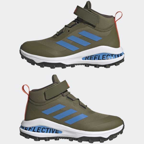 Adidas Olive Fortarun Tout Terrain Cloudfoam Sport Chaussures De Course à Lacets élastiques Et Sangle Supérieure