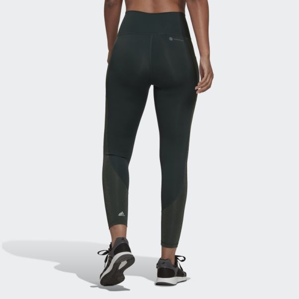 Adidas Leggings Optime Training Brillants Sur Toute La Longueur Vert