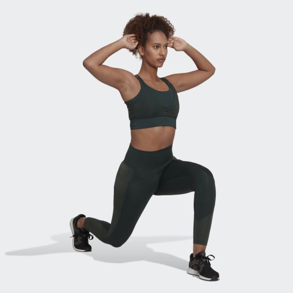 Adidas Leggings Optime Training Brillants Sur Toute La Longueur Vert