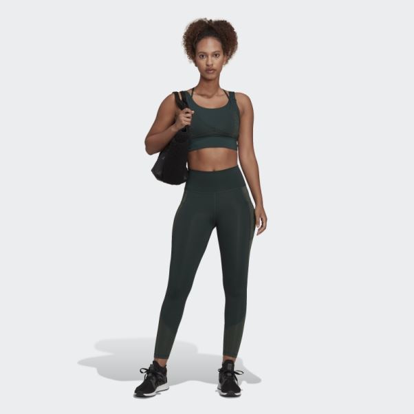 Adidas Leggings Optime Training Brillants Sur Toute La Longueur Vert