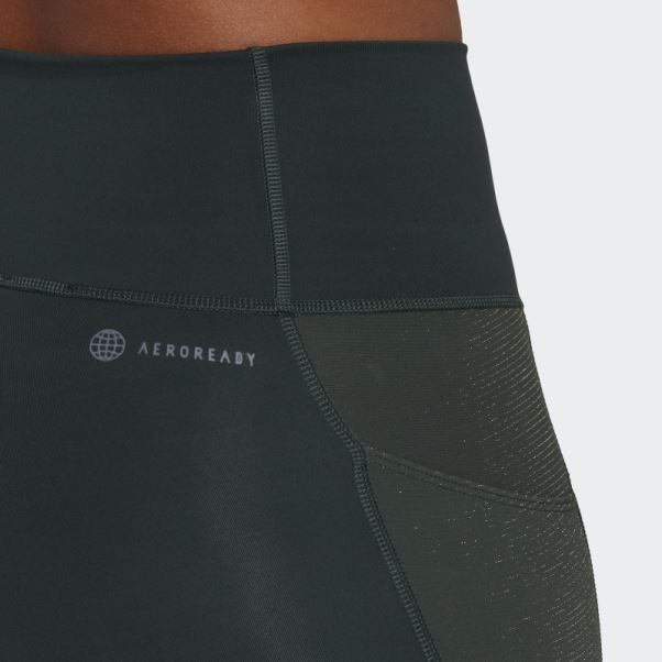 Adidas Leggings Optime Training Brillants Sur Toute La Longueur Vert