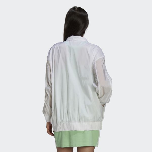 Adidas Adicolor Oversize Ripstop Veste De Survêtement Blanc