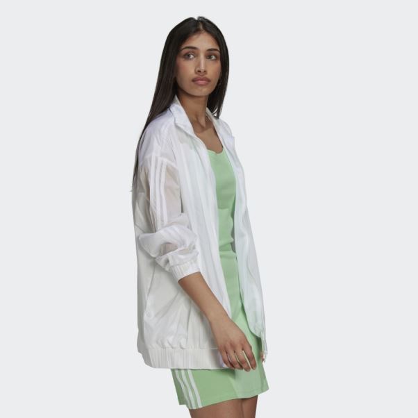 Adidas Adicolor Oversize Ripstop Veste De Survêtement Blanc