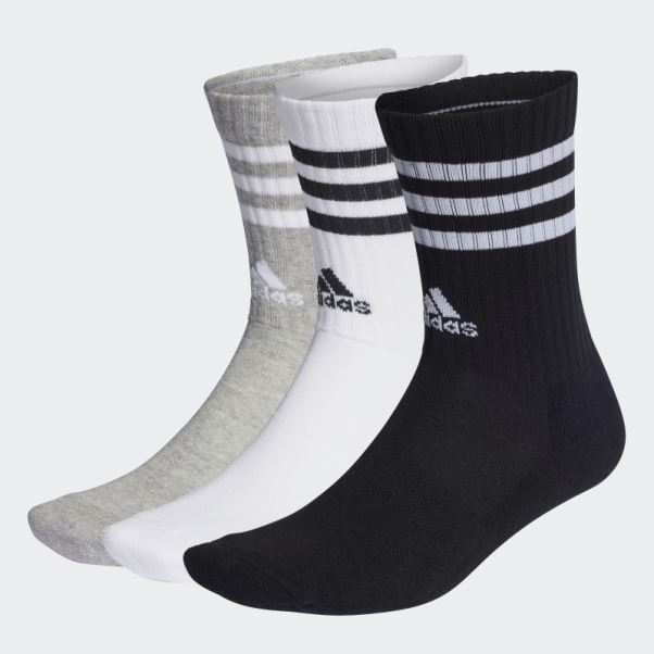 Chaussettes Mi-mollet Matelassées Gris Moyen à 3 Bandes 3 Paires Adidas