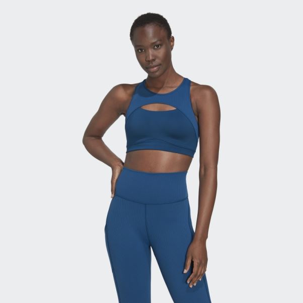 Brassière Coupe-vent De Yoga à Maintien Moyen Adidas Coreflow Studio Marine