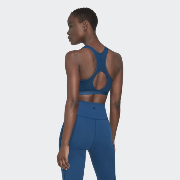 Brassière Coupe-vent De Yoga à Maintien Moyen Adidas Coreflow Studio Marine