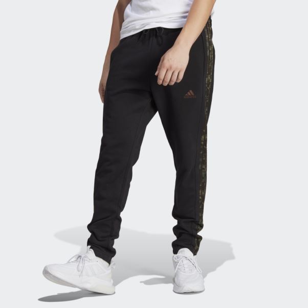 Pantalon Adidas Essentials French Terry Fuselé élastique à 3 Bandes Noir