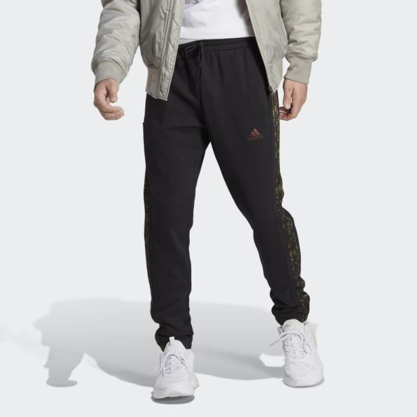 Pantalon Adidas Essentials French Terry Fuselé élastique à 3 Bandes Noir