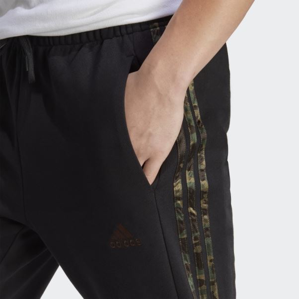 Pantalon Adidas Essentials French Terry Fuselé élastique à 3 Bandes Noir