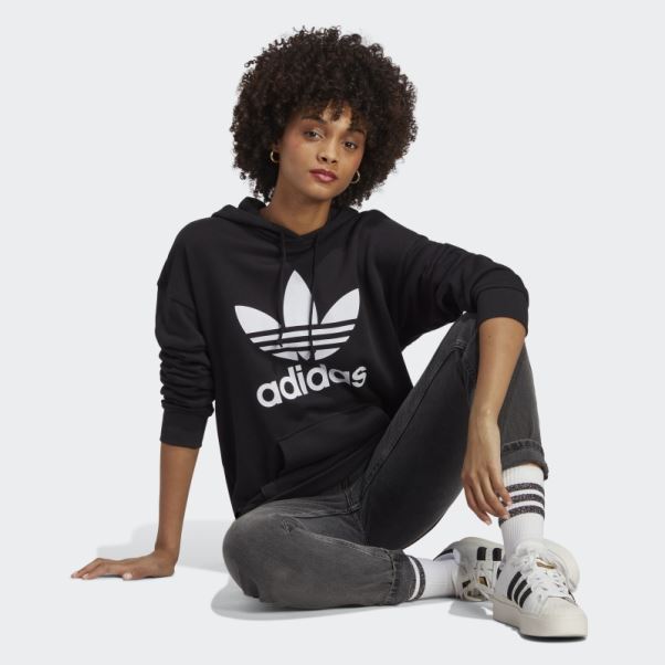 Adidas Sweat à Capuche Adicolor Trèfle Noir