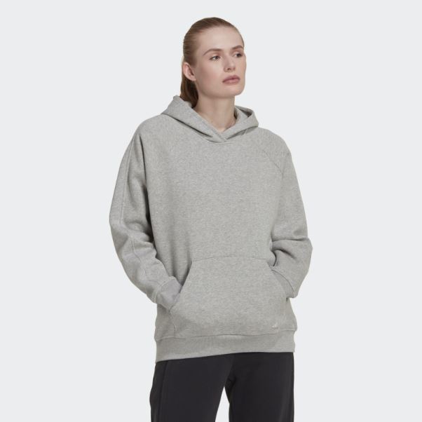 Sweat à Capuche Boyfriend Adidas All Szn Polaire Gris Moyen