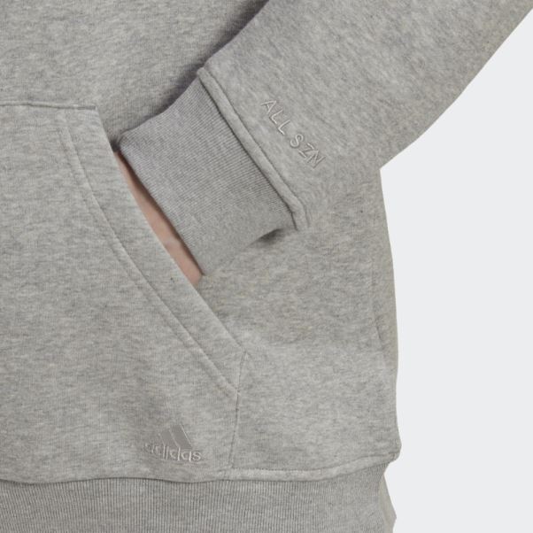 Sweat à Capuche Boyfriend Adidas All Szn Polaire Gris Moyen