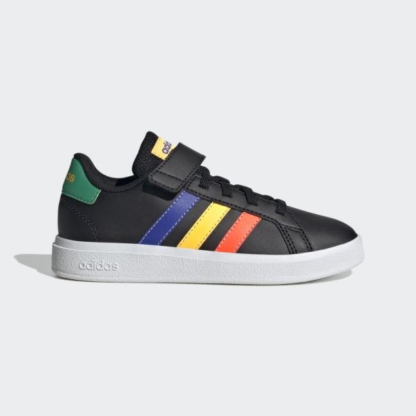Chaussures Grand Court à Lacets élastiques Et Sangle Supérieure Adidas Noir