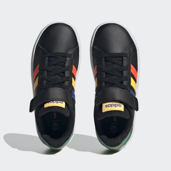 Chaussures Grand Court à Lacets élastiques Et Sangle Supérieure Adidas Noir