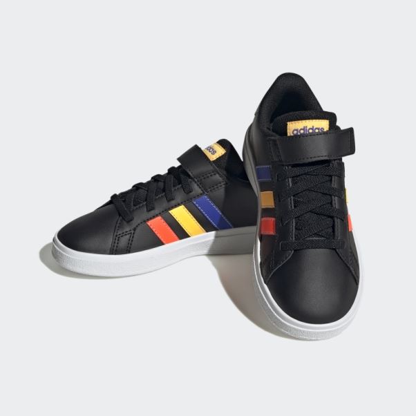 Chaussures Grand Court à Lacets élastiques Et Sangle Supérieure Adidas Noir
