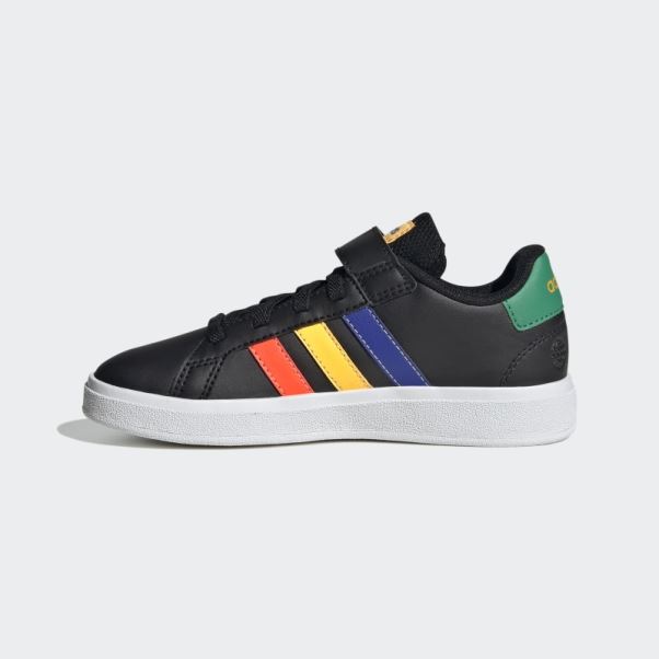 Chaussures Grand Court à Lacets élastiques Et Sangle Supérieure Adidas Noir