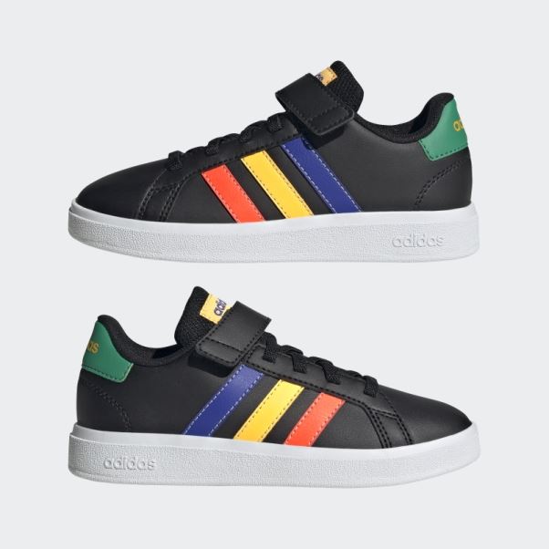 Chaussures Grand Court à Lacets élastiques Et Sangle Supérieure Adidas Noir