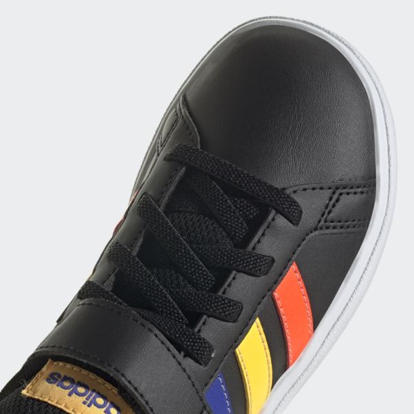 Chaussures Grand Court à Lacets élastiques Et Sangle Supérieure Adidas Noir
