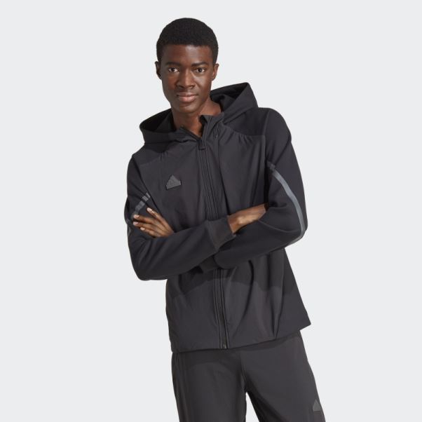 Adidas A Conçu 4 Gameday Premium Haut De Survêtement Entièrement Zippé Noir