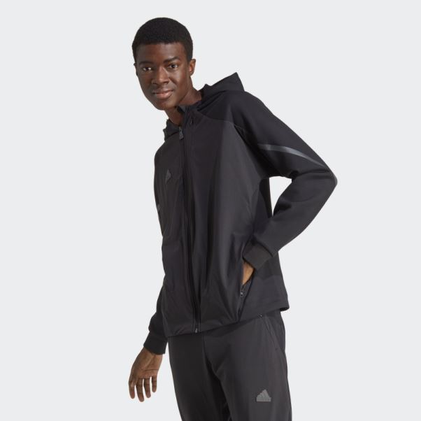 Adidas A Conçu 4 Gameday Premium Haut De Survêtement Entièrement Zippé Noir