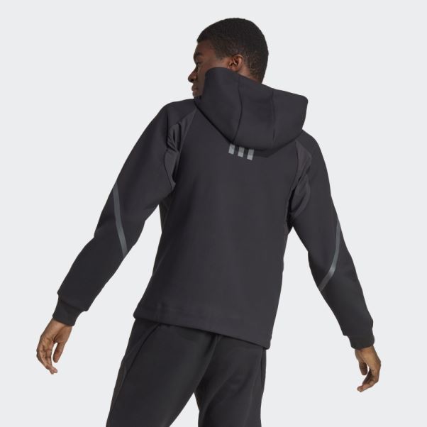 Adidas A Conçu 4 Gameday Premium Haut De Survêtement Entièrement Zippé Noir