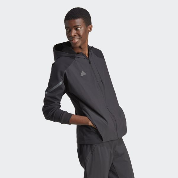 Adidas A Conçu 4 Gameday Premium Haut De Survêtement Entièrement Zippé Noir