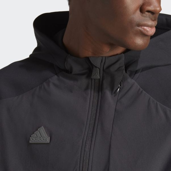 Adidas A Conçu 4 Gameday Premium Haut De Survêtement Entièrement Zippé Noir