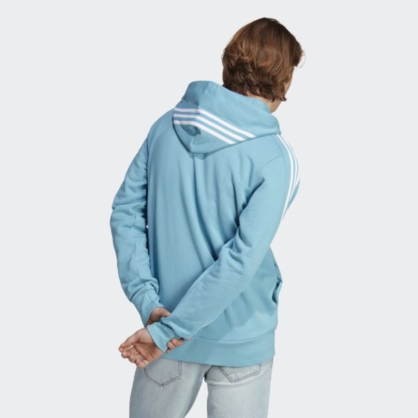 Sweat à Capuche Adidas Essentials French Terry 3-stripes Bleu