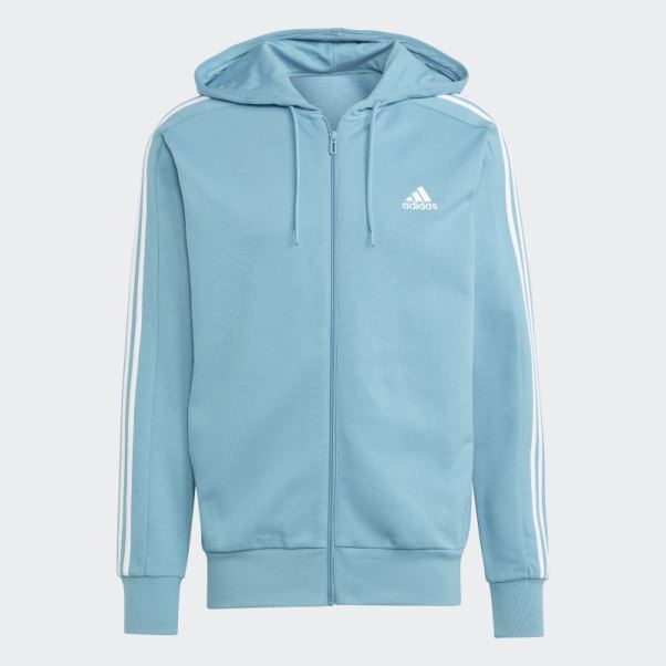Sweat à Capuche Adidas Essentials French Terry 3-stripes Bleu