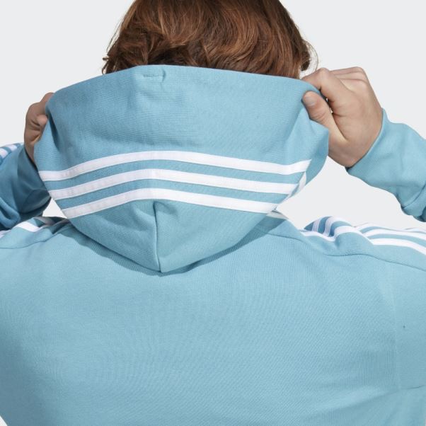 Sweat à Capuche Adidas Essentials French Terry 3-stripes Bleu