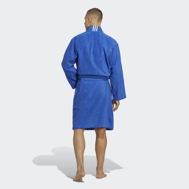 Adidas Robe De Chambre En Coton Bleu