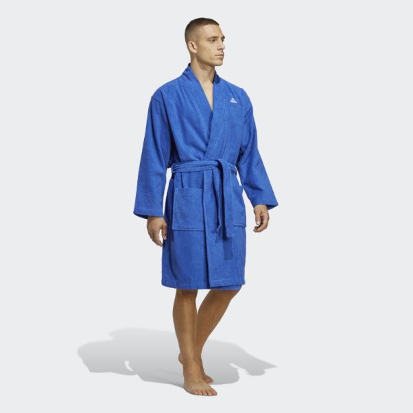 Adidas Robe De Chambre En Coton Bleu
